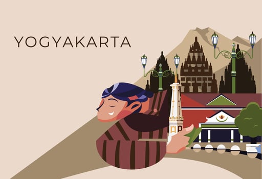 Yogyakarta tourism and travel vector