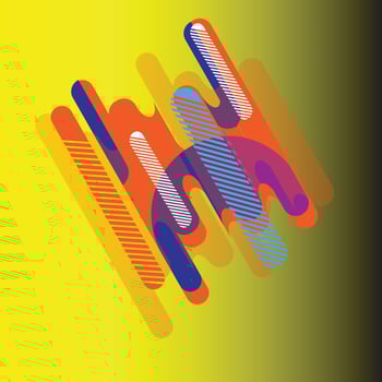 Abstract illustration, yellow background with diagonal multi-colored line pattern. vector