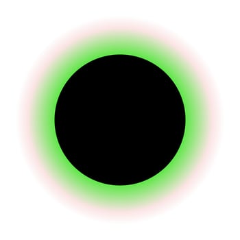 A big black dot with a green ring vector icon.
