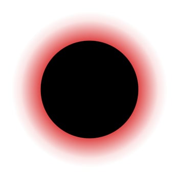 A big black dot with a red ring vector icon.