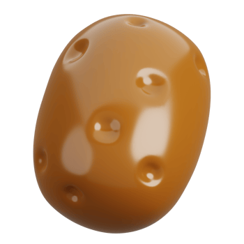 Cartoon fresh potato vegetable isolated. 3d render illustration. png