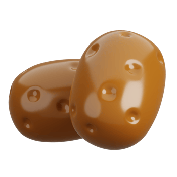 Cartoon fresh two potatoes vegetable isolated. 3d render illustration. png