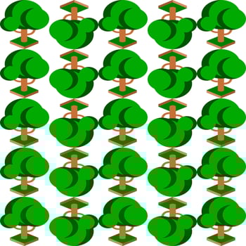 Seamless pattern with green trees on white background. vector