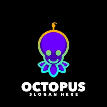 Octopus simple logo design vector