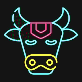 Icon sacred cow. Diwali celebration elements. Icons in neon style. Good for prints, posters, logo, decoration, infographics, etc. vector