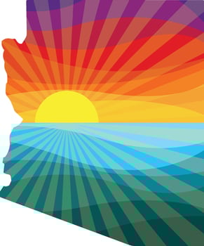 Colorful Sunset Outline of Arizona Vector Graphic Illustration Icon