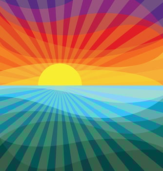 Colorful Sunset Rainbow Bright Vector Graphic Illustration Icon