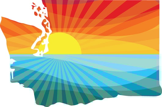 Colorful Sunset Outline of Washington Vector Graphic Illustration Icon