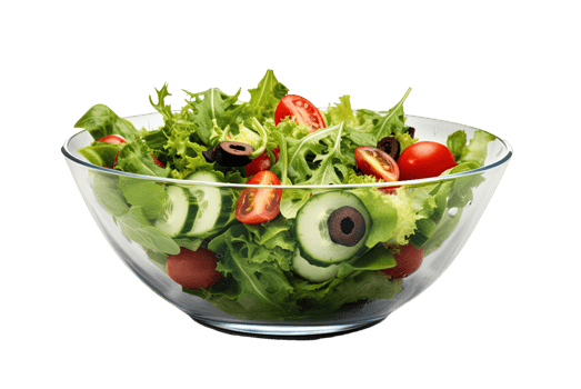 Fresh salad in a bowl isolated on transparent background. PNG file, cut out. AI Generated