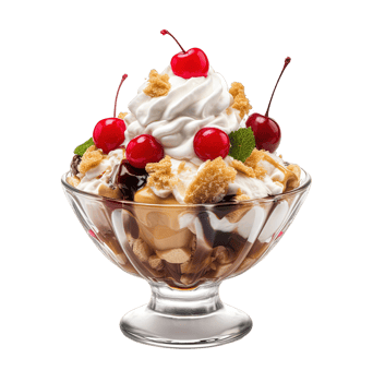 Ice cream sundae isolated on transparent background. PNG file, cut out. AI Generated