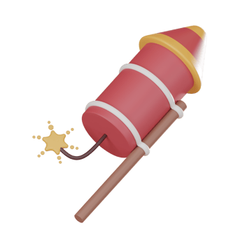 Chinese New Year Firecrackers and Rocket 3D render. png