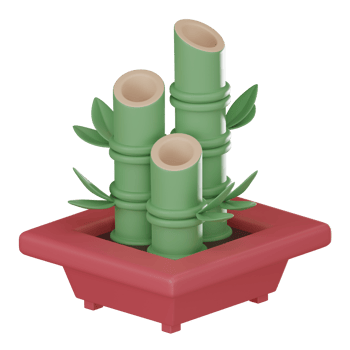 Lucky bamboo plant in pot, Traditional chinese new year 3D render png