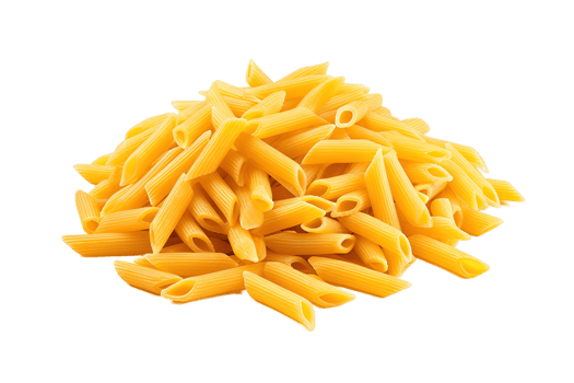 Penne rigate pasta isolated on transparent background. PNG file, cut out. AI Generated