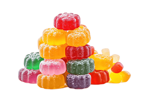 Colourful jelly candies isolated on transparent background. PNG file, cut out. AI Generated