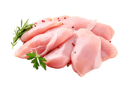Raw chicken meat isolated on transparent background. PNG file, cut out. AI Generated