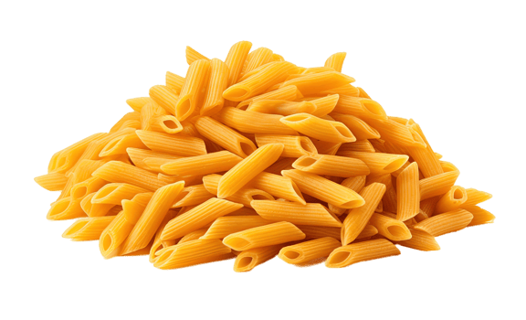 Penne rigate pasta isolated on transparent background. PNG file, cut out. AI Generated