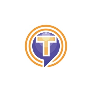 Initial letter T speech bubble chat logo vector