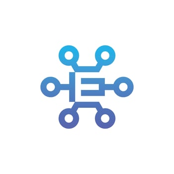 modern and sophisticated letter E network link digital electronic vector