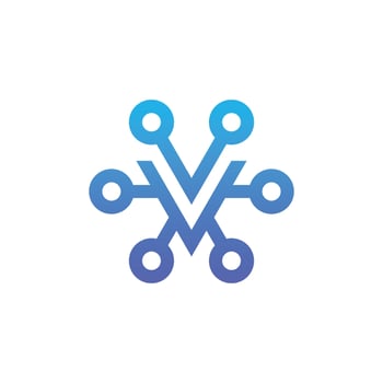 modern and sophisticated letter V network link digital electronic vector