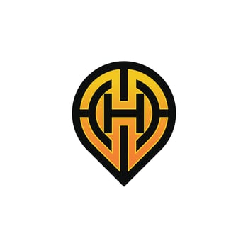 Modern initial letter H pin location map logo vector