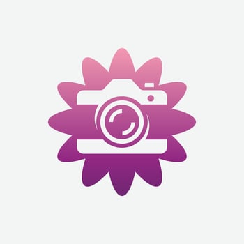 modern flower camera photography logo vector