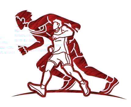 Silhouette Men Start Running Mix Action Marathon Runner vector