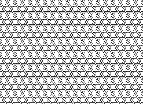 Horizontally And Vertically Repeatable Monochrome Seamless Japanese Vintage Pattern On A White Background. Vector Illustration.