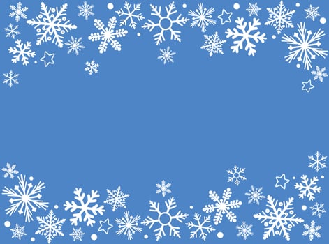 Winter banner horizontal Christmas card with snowflakes. Vector graphics.