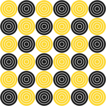 Yellow and black circle pattern. Circle vector seamless pattern. Decorative element, wrapping paper, wall tiles, floor tiles, bathroom tiles.