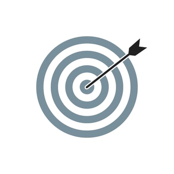 Grey bullseye dart target icon. Dart target goal marketing sign. Arrow dart logo vector. Winner dart sign. vector