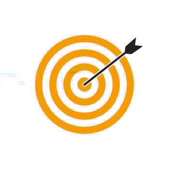 Orange bullseye dart target icon. Dart target goal marketing sign. Arrow dart logo vector. Winner dart sign. vector