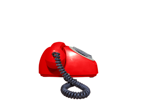 red vintage desk phone side view Isolated PNG transparent