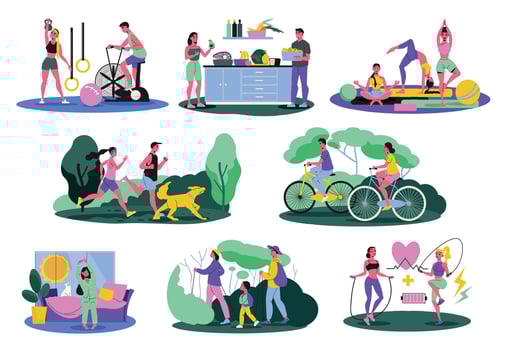 Healthy Lifestyle Color Set vector