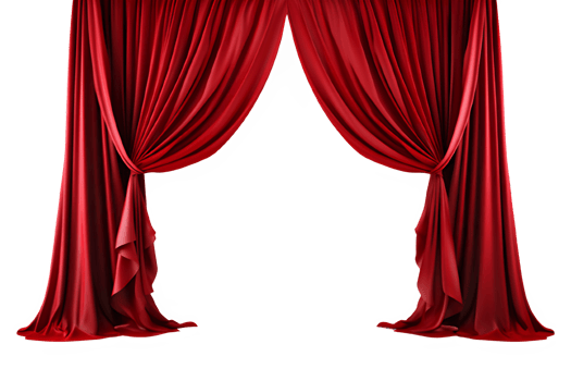 red curtain of performance stage png ,red curtain isolated on transparent background ,generative ai
