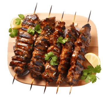 skewered barbecue meat isolated on transparent background ,generative ai png