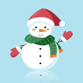 Snowman character in Santas hat vector