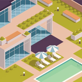 Urban City Green Spaces Eco Design Isometric Colored Composition vector