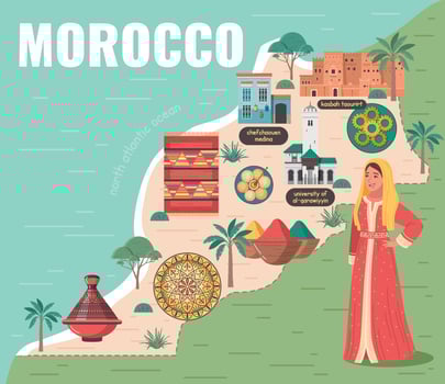 Morocco Travel Map Composition vector