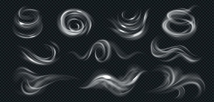 Wind Swirls Realistic Set vector