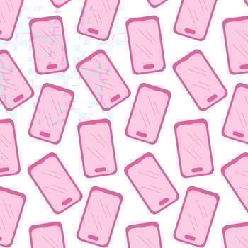 phone mobile pink doll girl pattern textile vector