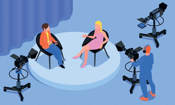 Isometric Journalist Composition vector