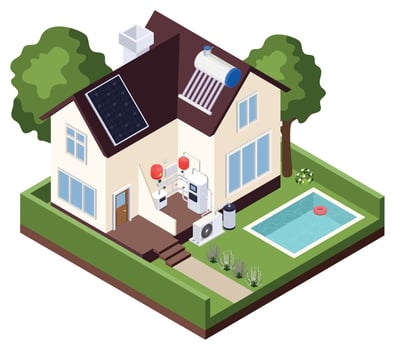 Smart House Heating Composition vector