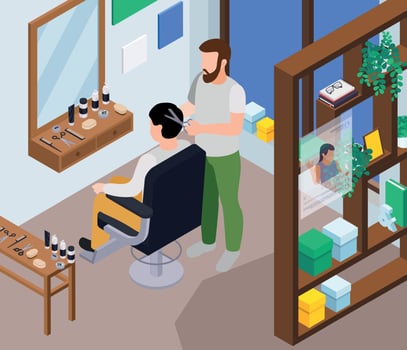 Barber With Client Composition vector