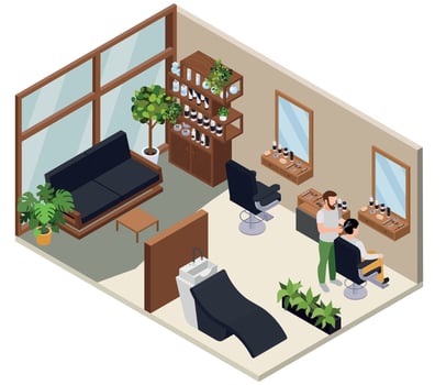 Isometric barbershop Interior Composition vector