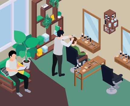 Barbershop Hair Salon Composition vector
