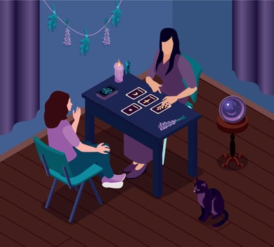 Isometric Tarot Composition vector