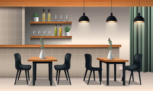 Cafe Realistic Composiiton vector