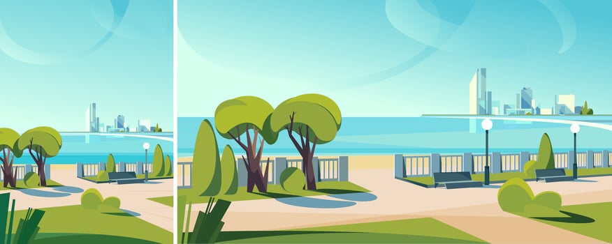 City embankment in summer season vector