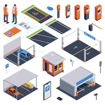 Isometric Parking Lot Set vector