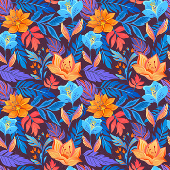 Floral seamless pattern with vector flowers and leaves. Pastel colors, vintage decoration. Ready for print on textile, wrapping paper or wallpaper